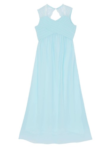 Kid Girl Chiffon Lace Pleated Chiffon Dress Pageant Party Bridesmaid Gown Dress - Picture 35 of 49