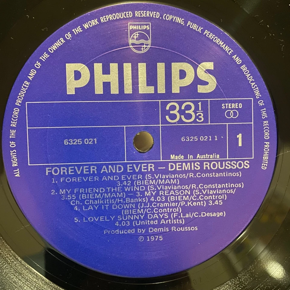 DEMIS ROUSSOS Forever and Ever - 1975 French Philips LP Aphrodite’s Child - NM - Image 3 of 3