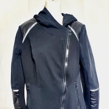 Blanc and Noir Asymmetrical Jacket with Reflective Hooded Women's Sz Medium