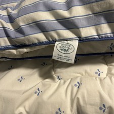 Laura Ashley 90s Vintage Reversible Comforter Queen Size Blue Stripes  Floral