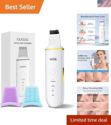 Professional Blackhead Remover Skin Scrubber - 4 Modes, USB Rechargeable, White