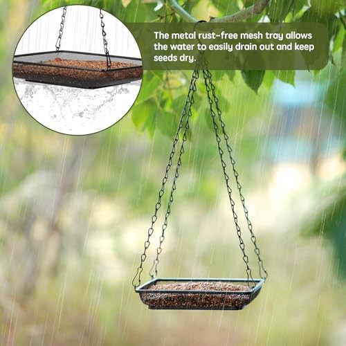 Hanging Bird Feeder Tray Metal Mesh Platform Seed Feeder with 6.9"*6.9"-2pack - Picture 5 of 7