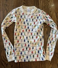 Hanna Andersson Size 12 Christmas Pajamas Lights Organic Cotton Top Only Sz 150
