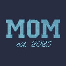 MOM Sweatshirt Custom Embroidered Adult Crewneck New Mama Gift Light Blue Thread