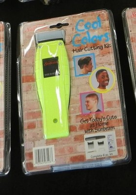 Hair Clippers Cool Colors 6 pc-Sunbeam Hair Cutting Kit - Corded-90s New In Box