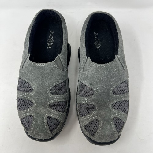 Z-CoiL Shoes Womens Size 6 Gray Suede Mesh Slip-On Spring Heel Comfort Walking - Picture 2 of 13