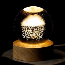 Laser Engraved K9 Crystal Ball 6cm/8cm LED Light-Up Glass Cloud Design