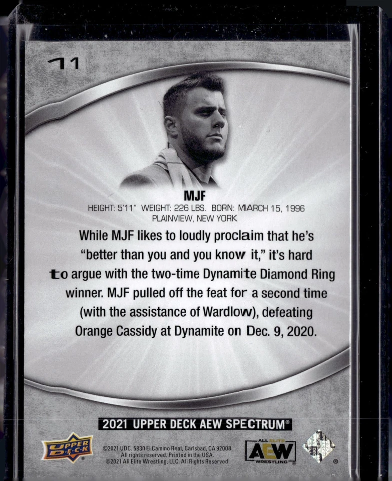 2021 Upper Deck AEW Spectrum 11 MJF Maxwell Jacob Friedman - Image 2 of 2