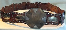SPECTACULAR BOHO Vintage Metal Copper Leather Made In Morocco 37  Adjustable Belt