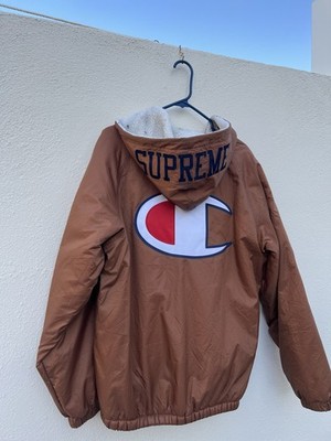 Supreme Champion Sherpa Hooded Full Zip Jacket Size Medium