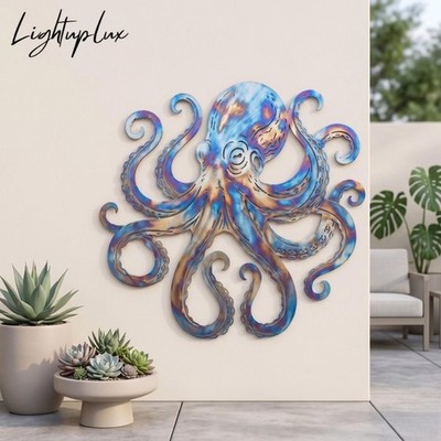 Octopus Metal Wall Art, Marine Life Coastal Beach House Wall Decor Gift