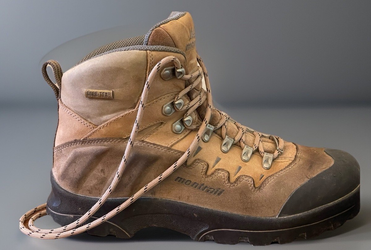 MONTRAIL Gore-Tex Hiking Boots Mens 11 Wide Brown Leather Vibram Sole