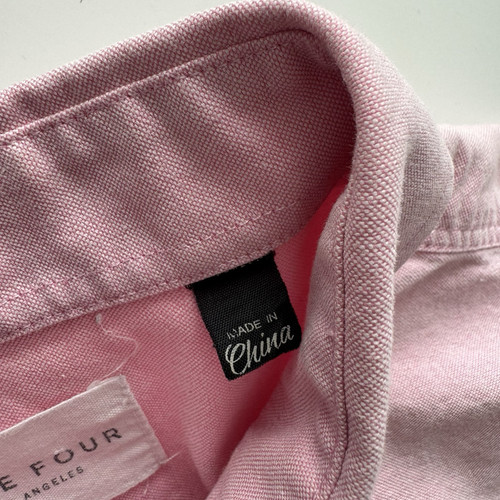 FIVE FOUR Long Sleeve Button Down Oxford Shirt Mens Medium Pink Cotton Mickey - Picture 9 of 19