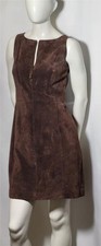 ISAAC MIZRAHI 4 Brown Faux Suede Sleeveless Front Zip Shift Dress for Target