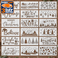 18 PCS Large Christmas Stencils for Painting, Reusable Xmas Stencils for Crafts,
