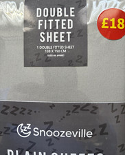 Snoozeville Plain Sheets Double Fitted Sheet Grey Microfibre 138x190cm OEKO-TEX
