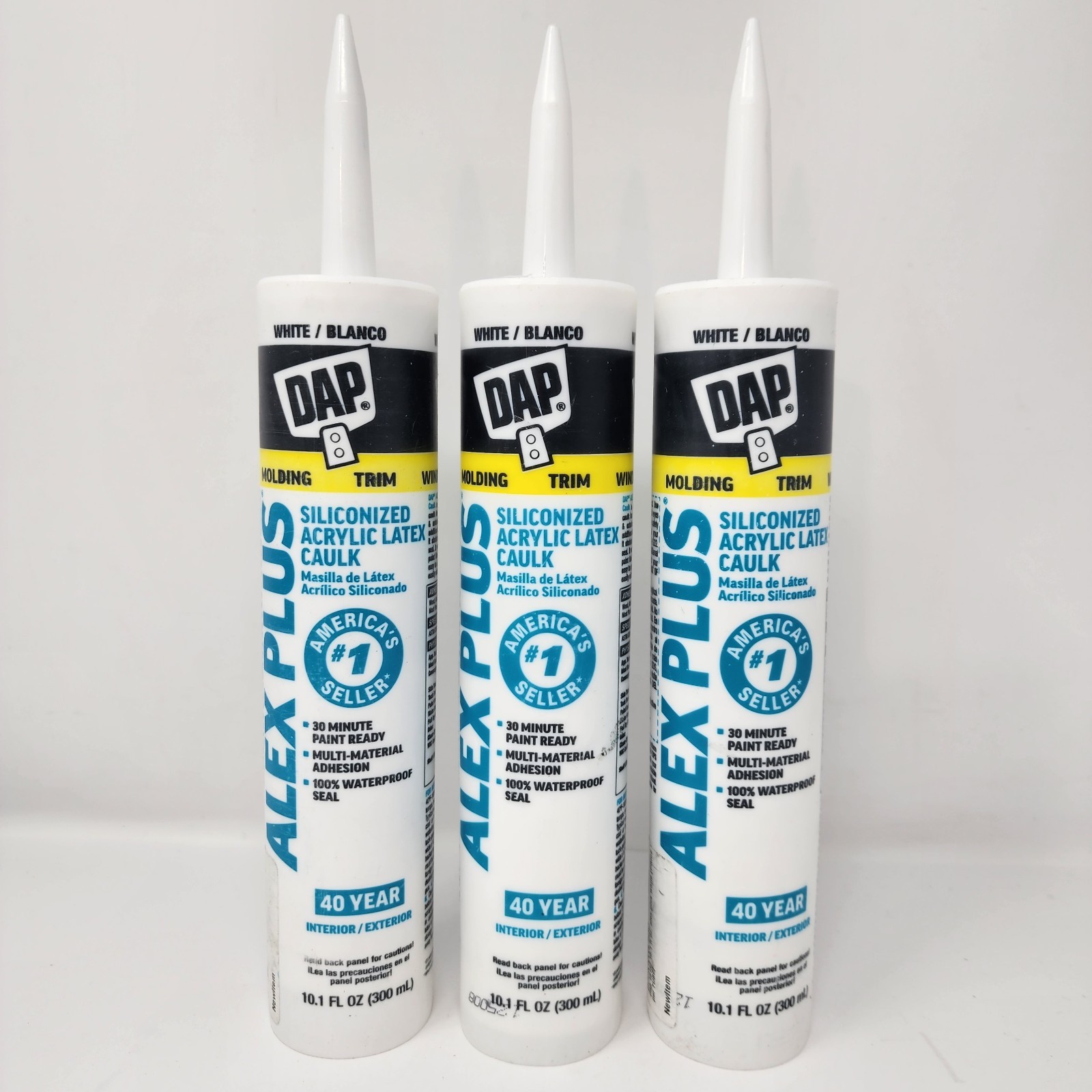 DAP Alex Plus Silicone Caulk Acrylic Latex White 10.1 fl oz (3 Pack)
