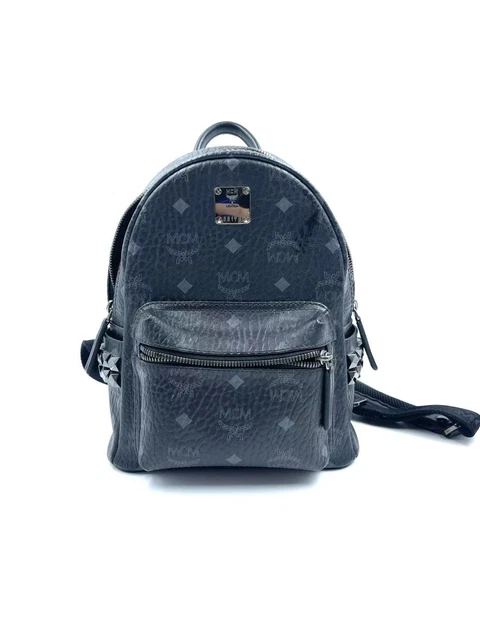 10.17 02 MCM Mini Black Coated Canvas Backpack