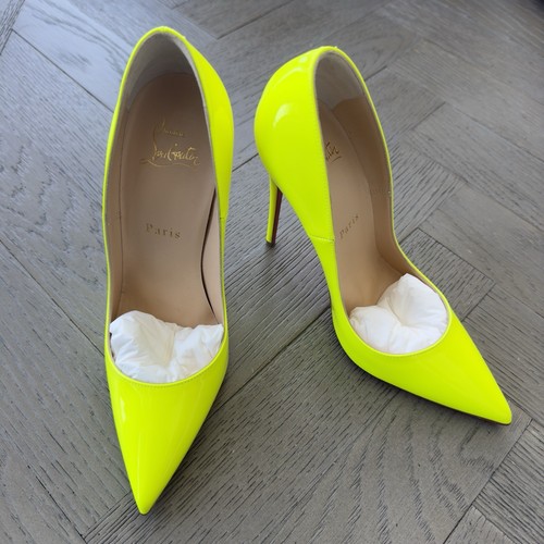 Authentic Christian Louboutin Neon Yellow SoKate 120mm Patent Pump Heels size 37 - Picture 2 of 10