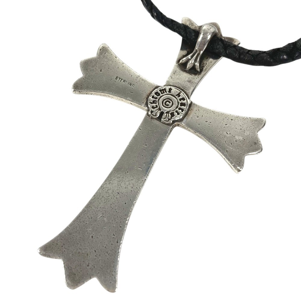 CHROME HEARTS CROSS LARGE CH Cross Large Choker Pendant Leather