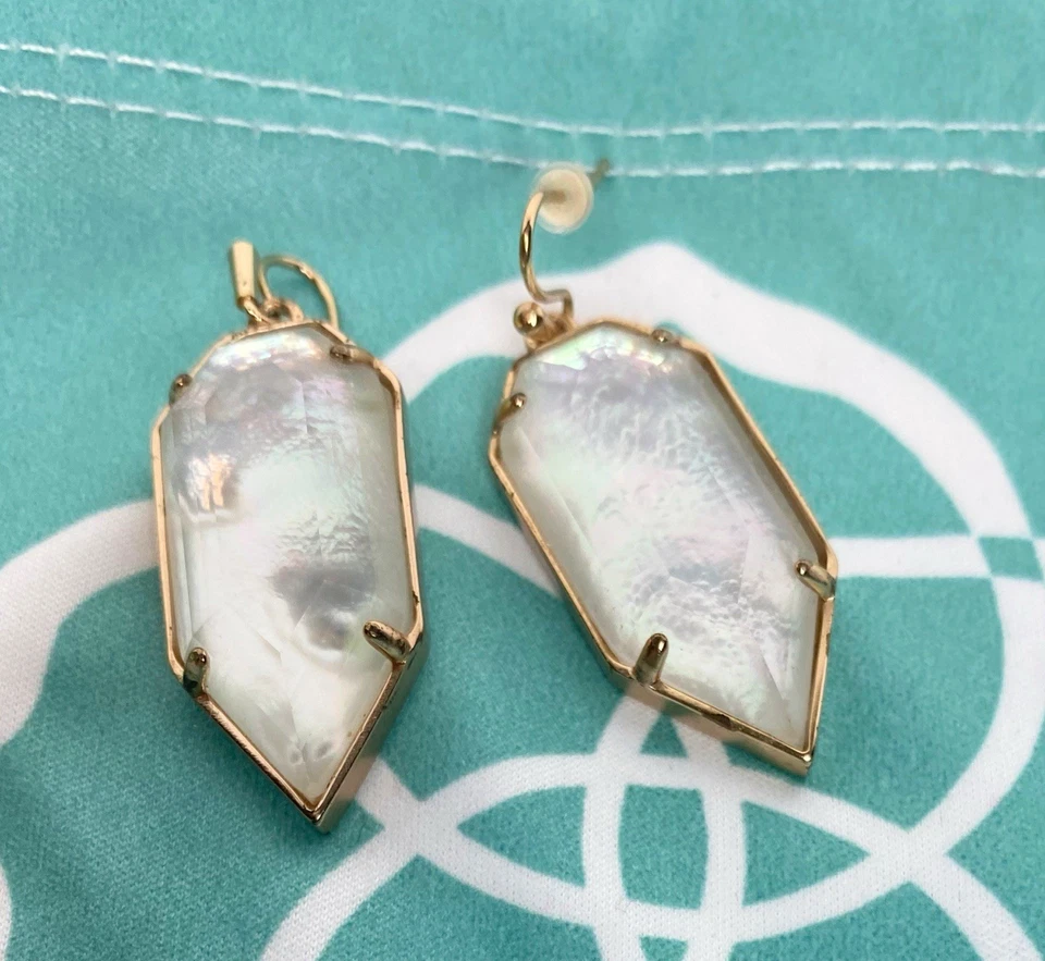 Pendientes Palmer Kendra Scott MOP Perla Oro Rosa Raros Foto 3 de 4