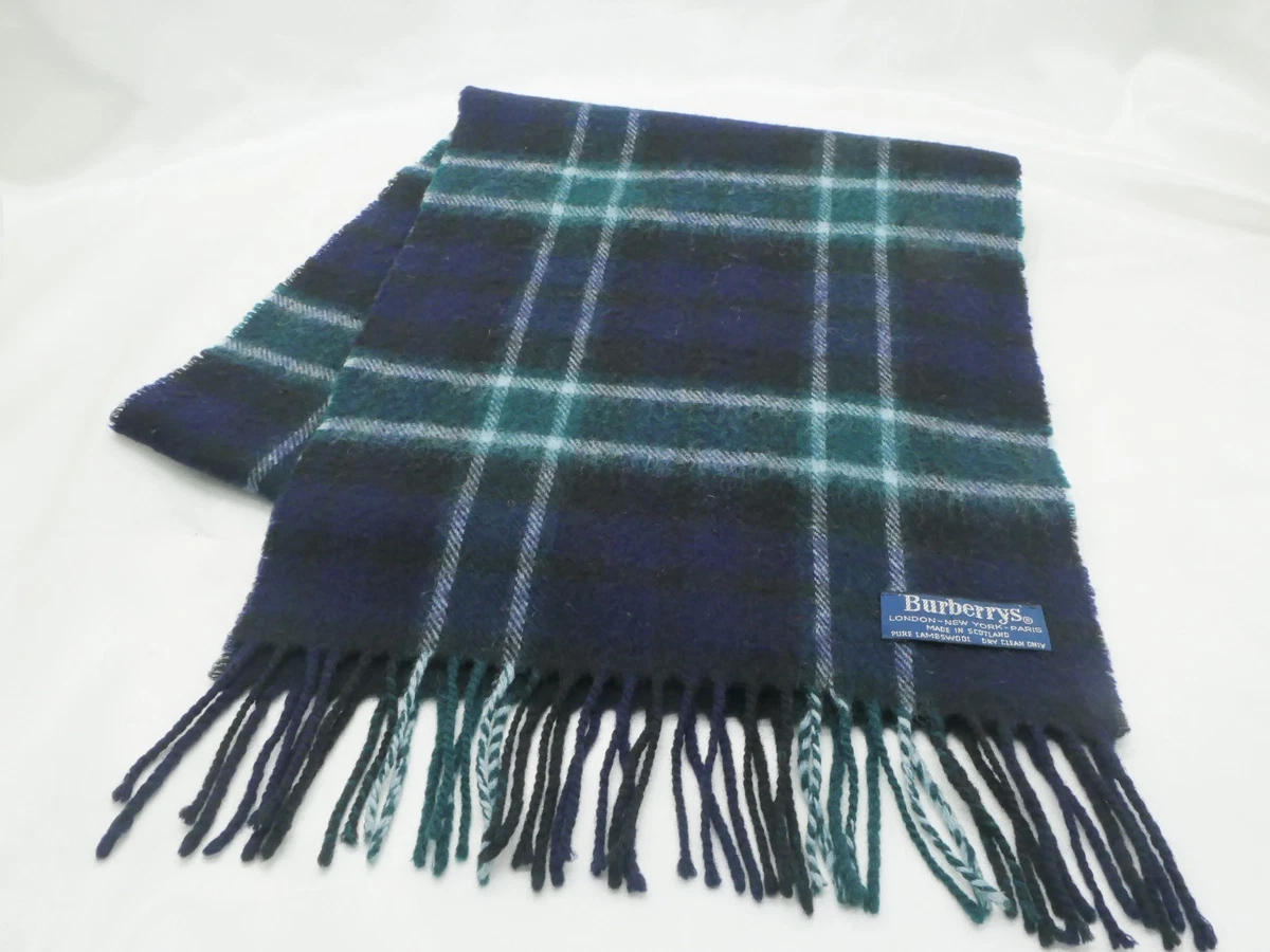 Écharpe Unisexe 100% Cachemire D'Ecosse - Bleu Marine Et Vert Forêt à Carreaux - Neuf Avec étiquette