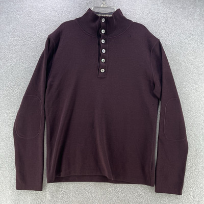 Banana Republic Mens Sweater Medium M Elbow Patch Italian Merino Wool Burgundy