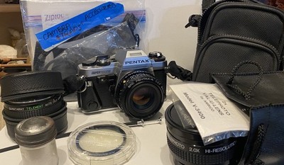 PENTAX Super Program Silver 35mm SLR w/ SMC Pentax-A Lens, Case Kit