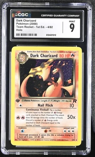 Pokémon Eng Dark Charizard 4/82 2000 Team Rocket - 1st Ed CGC 9 Holo Vintage