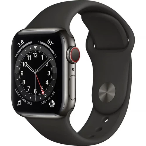 Apple Watch Series 6 40mm Graphite SS Black Sport Band GPS+Cellular Very Good