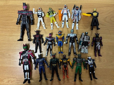 Past Kamen Rider Soft Vinyl Figures Set of 18 Bulk Sale Collection