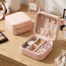 Zippered Travel Jewelry Case Soft Velvet Lined Storage Box for Small Accessories