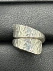 Vintage Sterling Silver Hammered Bypass Ring Size 7.75 D8