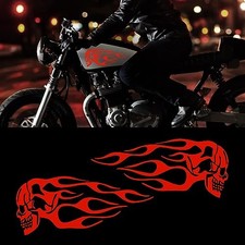 2pcs Skull Flame Reflective Stickers for Car Motorcycle Tank Vinyl Racing Red