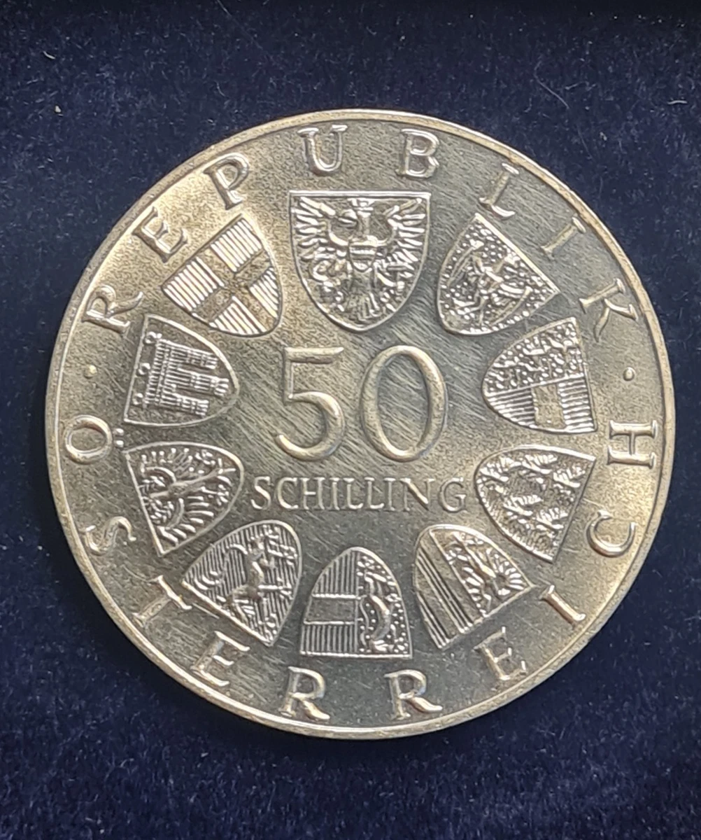 Seltene Silbermünze Münze Österreich 50 Schilling  50 Jahre Rundfunk 1974 #510