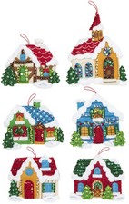 Bucilla Felt Ornaments Applique Kit Set Of 6 Christmas Village