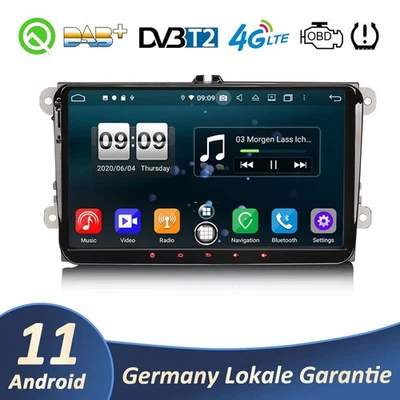 9" 8-Cœur 4G Android 14 GPS Autoradio For VW Tiguan Skoda Seat Passat Golf Jetta - Photo 1/4
