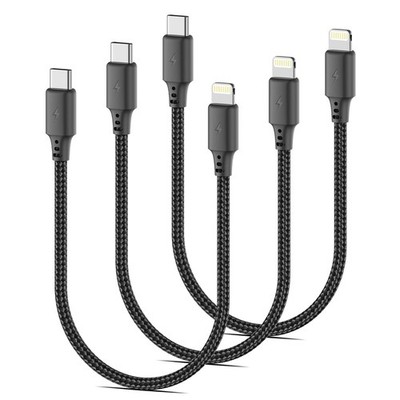 1FT USB C to Lightning Cable Short, [Mfi Certified] 3Pack Type C to Lightning