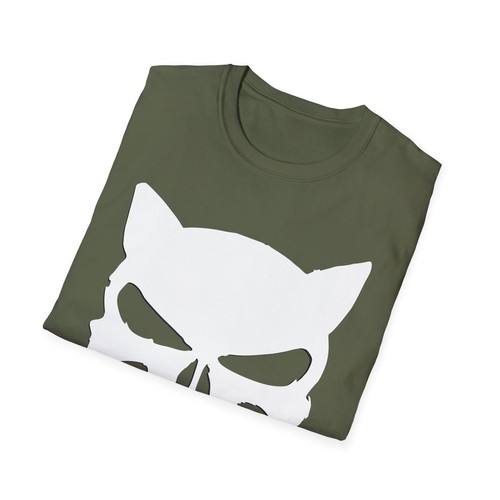 Cat Punisher Skull Unisex Soft Style T-Shirt - Picture 9 of 25