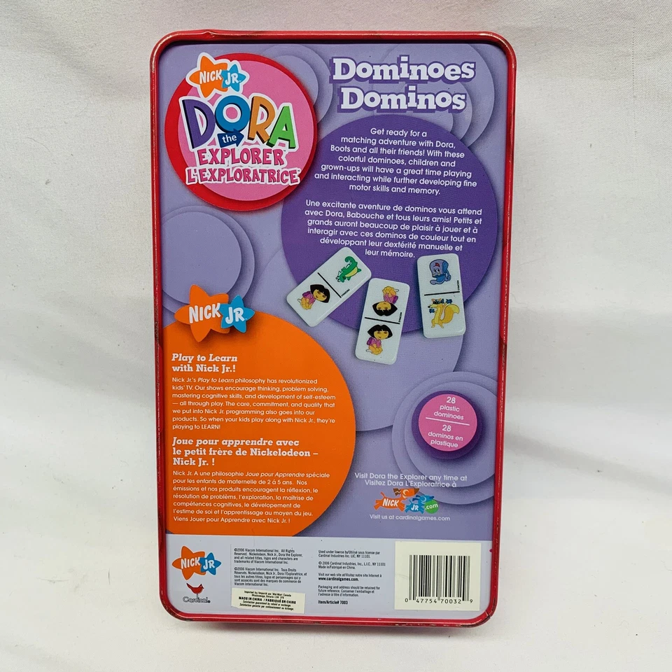 DORA THE EXPLORER 28 DOMINOES NICK JR KIDS CHILDREN'S CARDINAL 2005 COLLECTIBLE - Image 4 of 4