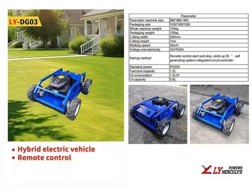 Hybrid gasoline electric start lawn mower remote controlled 7HP four wheels weed - Picture 2 of 10