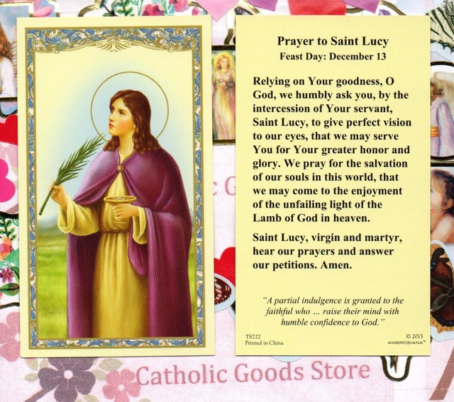 Saint Lucy Prayer to St. Lucy Paperstock Holy Card eBay