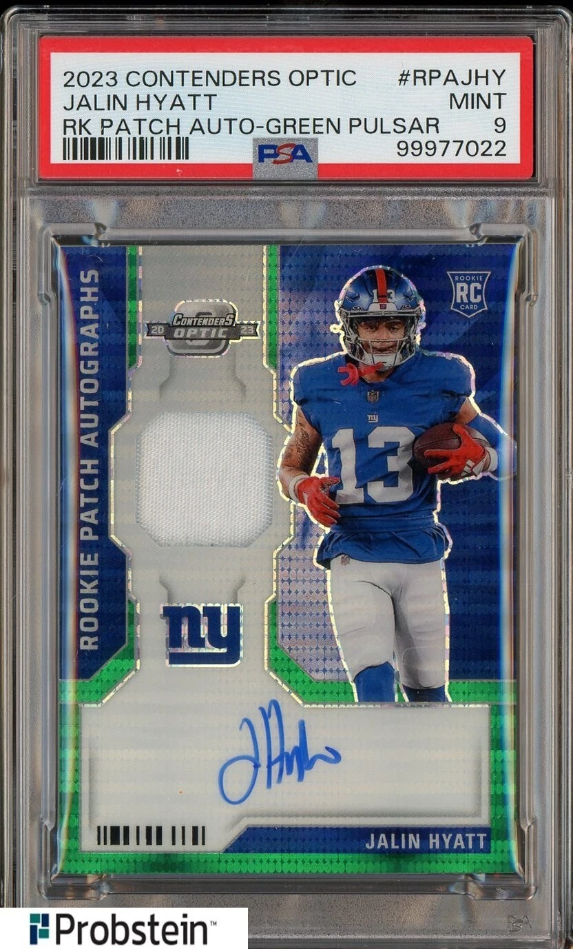Jalin Hyatt Panini Contenders Optic Rookie Patch Autographs #RPAJHY Green Pulsar