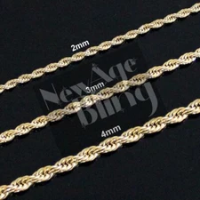 Stainless Steel Rope 316L Chain Gold Plated 16"-30" Men Women Necklace 2-6mm