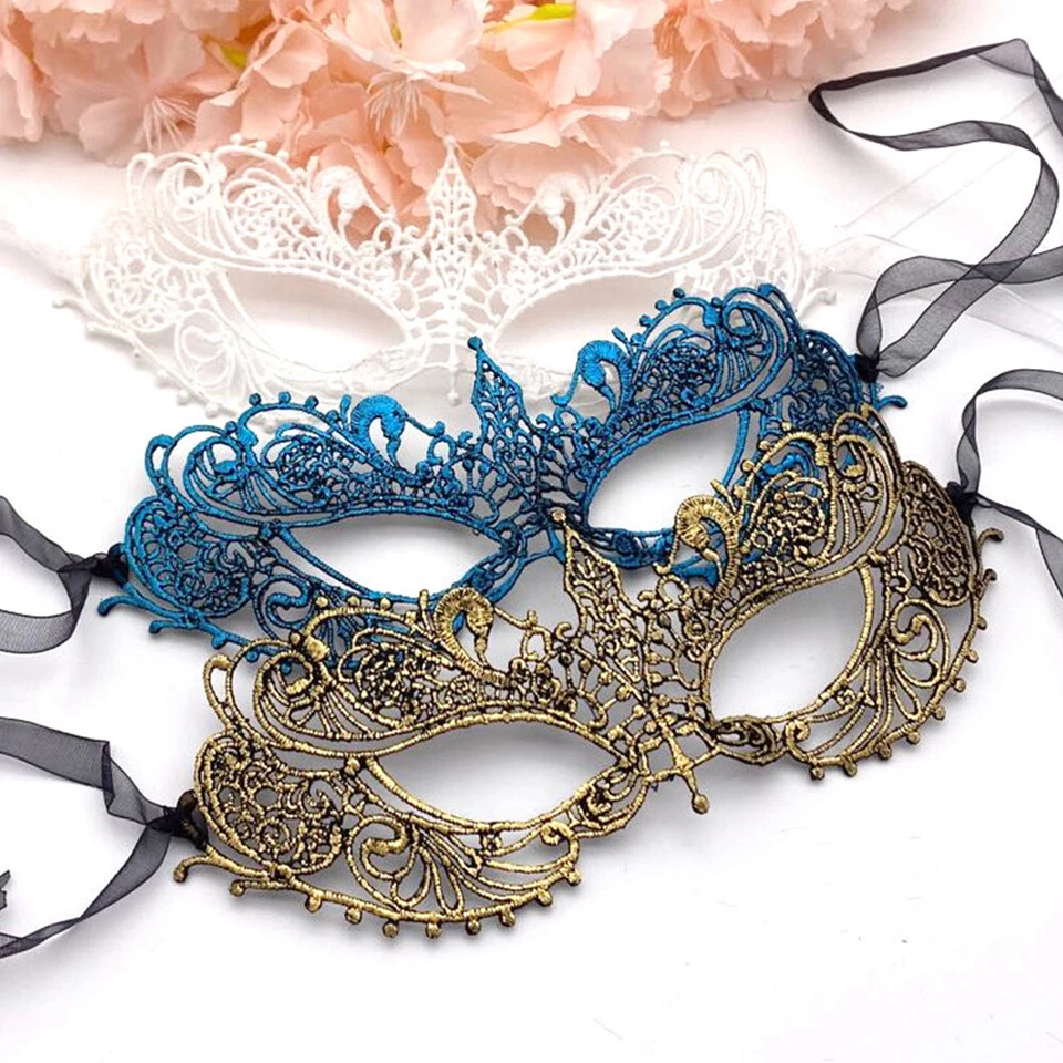 Lace Eye Mask Masquerade Lady Halloween Venetian Fancy Dress Costume Ball Party^ - Image 4 of 4