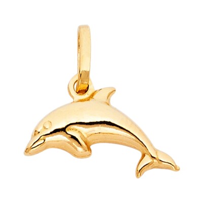 Anhänger Gold 14 Karat Gelbgold hohler Delfin