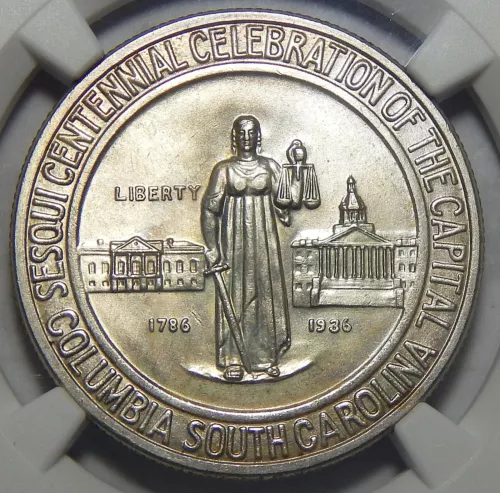1936 NGC MS68 COLUMBIA HALF DOLLAR SILVER COMMEMORATIVE  