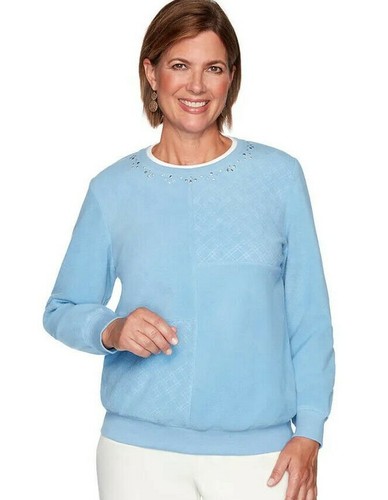 alfred dunner classics womens crew neck long sleeve sweatshirt