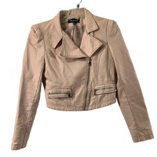 Shinestar Moto Jacket Womens Medium M Pale Pink Faux Leather Zip Up Biker