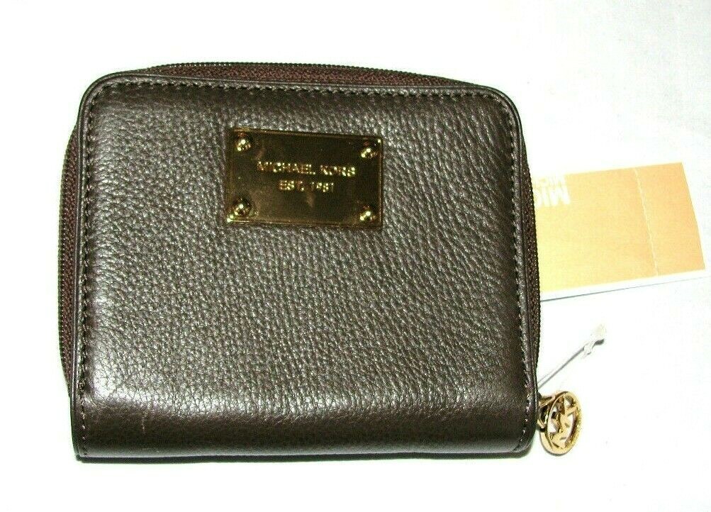 NEW MICHAEL KORS BIFOLD ITEMS GOLD,BROWN,ESPRESSO,TEAK LEATHER BIFOLD ZIP WALLET image 2